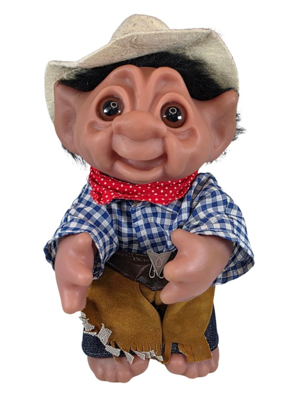 Vintage Thomas Dam Troll Doll Cowboy Western 9” Denmark 1977 Collectible